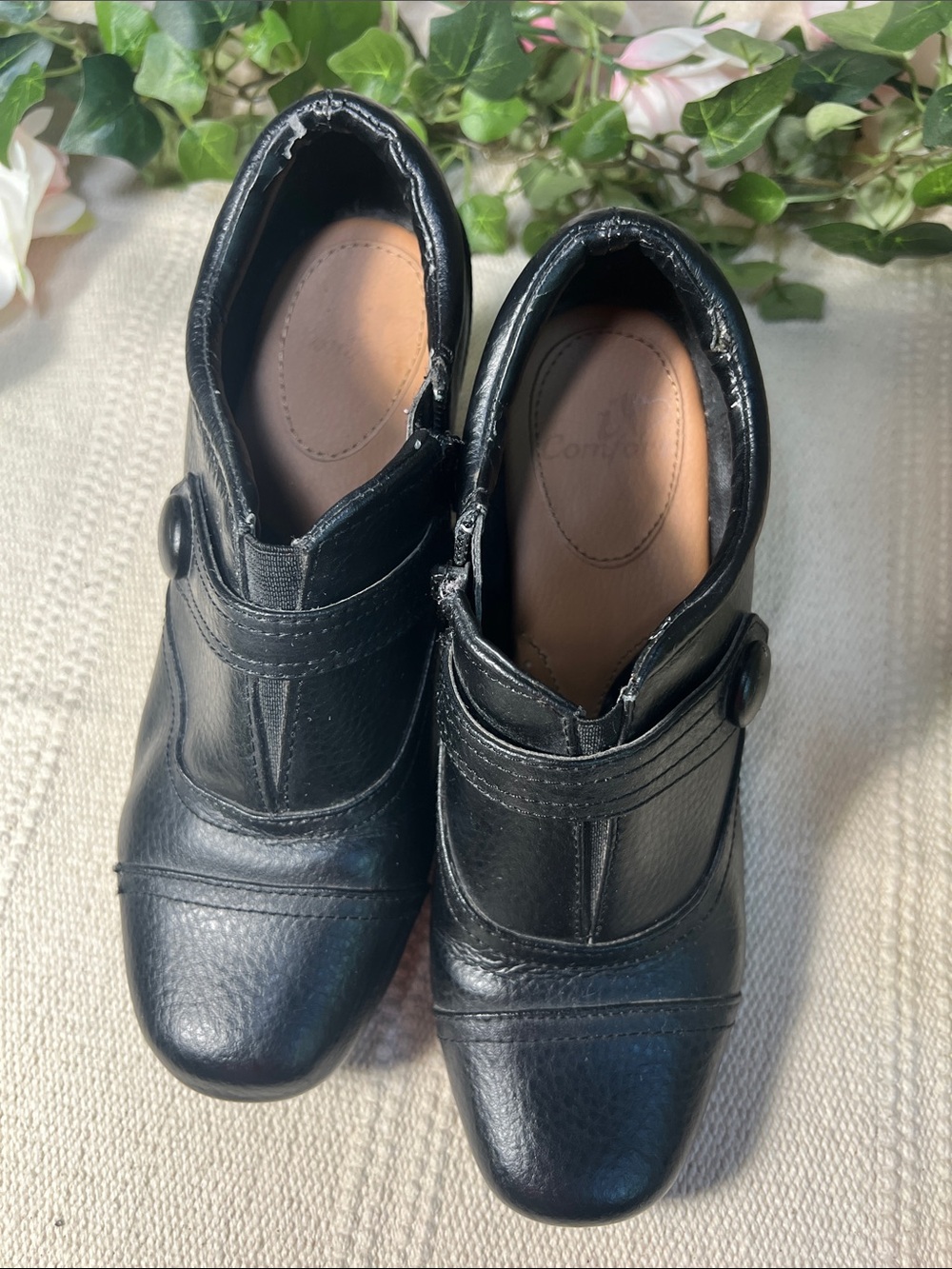 🍂Vintage Black Leather Mary Jane Style Slip-On Shoes